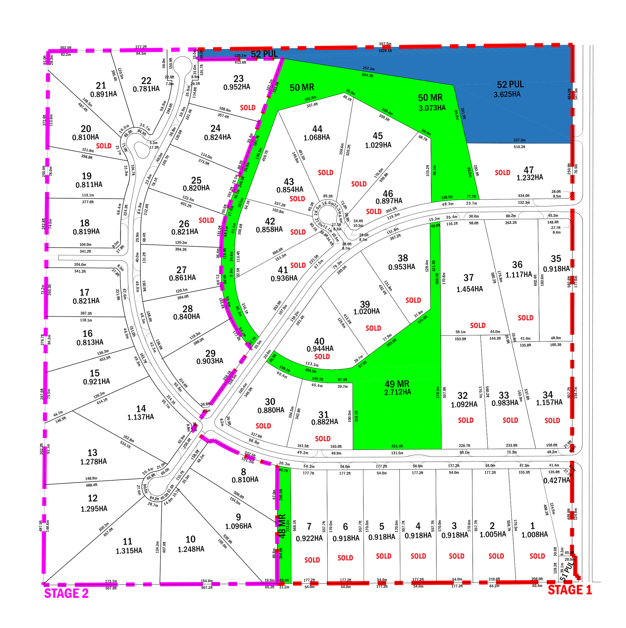 Lot Department Map Lot Map & Features - Brenmar Estates - 2 Acre Lots